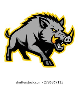 boar full body mascot logo design vector