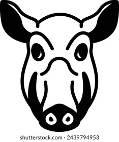 Boar glyph and line vector illustration