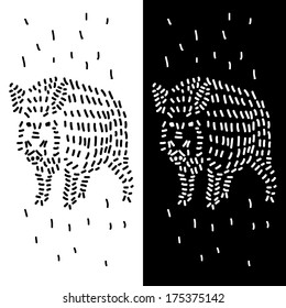 Boar graphic drawing on white background