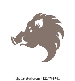 Boar Head. Flat vector template isolated on white.