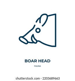 Boar head icon. Linear vector illustration from fauna collection. Outline boar head icon vector. Thin line symbol for use on web and mobile apps, logo, print media.