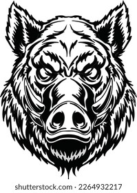 boar head illustration, can be used for logos, mascots, clothing, and more isolated in white background