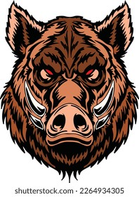 boar head illustration, can be used for logos, mascots, clothing, and more isolated in white background