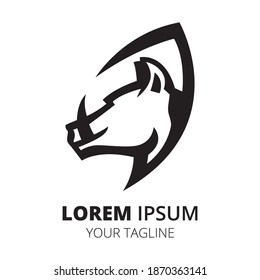 Boar head line logo design minimalist vector.