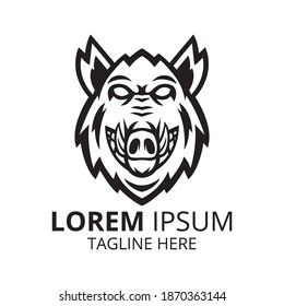 Boar head logo design vector template.