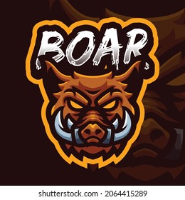 Boar Head Mascot Gaming Logo Template