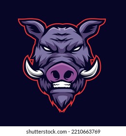 boar head mascot gaming logo illustration
