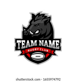 Boar head mascot logo for the Rugby team logo. vector illustration. can be used for your team logo. printed on t-shirts and so on.