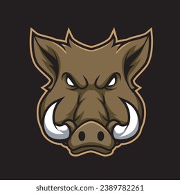 boar head for tattoo, sport team mascot or wildlife design