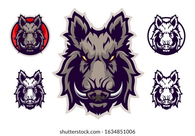 Boar head vector emblem with four variations.