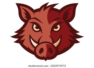 Boar Head Vector Illustration - Cartoon Clipart and Line Art Design