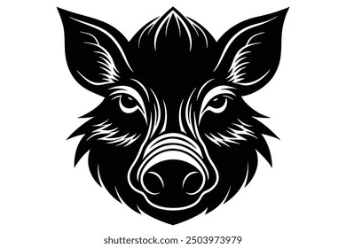 Boar Head Vector Illustration - Cartoon Clipart and Line Art Design