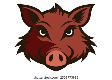 Boar Head Vector Illustration - Cartoon Clipart and Line Art Design