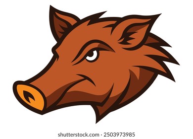 Boar Head Vector Illustration - Cartoon Clipart and Line Art Design