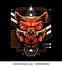 Boarenkopf, Vektorgrafik. Eignet sich für T-Shirt, Druck und Bekleidung