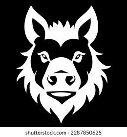 Boar head. Wild animal head. Vector illustration isolated on black background.