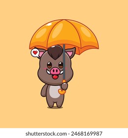 Eber hält Regenschirm Cartoon Vektorillustration.
Vektorgrafik Cartoon Illustration geeignet für Poster, Broschüre, Web, Maskottchen, Aufkleber, Logo und Ikone.