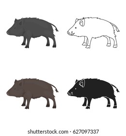 Boar icon in cartoon style isolated on white background. Hunting symbol stock vector illustration.