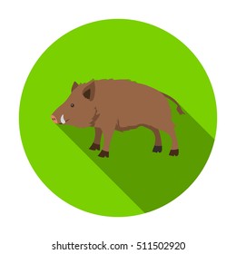 Boar icon in flat style isolated on white background. Hunting symbol stock vector illustration.