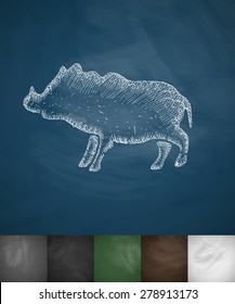 boar icon. Hand drawn vector illustration. Chalkboard Design