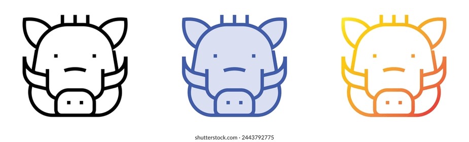 boar icon. Linear, Blue Fill and Gradient Style Design Isolated On White Background
