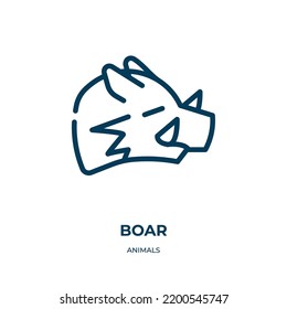 Boar-Symbol. Lineare Vektorgrafik aus der Tiersammlung. Vektorgrafik des Leitboarsymbol. Dünnliniensymbol für Web- und mobile Apps, Logo, Printmedien.