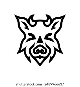 Boar icon or modern line symbol. Vector line art and icon design with bold outline. Black and white Pixel Perfect minimalistic symbol isolated white background. Silhouette simple thin sign