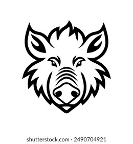 Boar icon or modern line symbol. Vector line art and icon design with bold outline. Black and white Pixel Perfect minimalistic symbol isolated white background. Silhouette simple thin sign