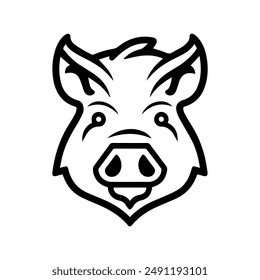 Boar icon or modern line symbol. Vector line art and icon design with bold outline. Black and white Pixel Perfect minimalistic symbol isolated white background. Silhouette simple thin sign