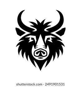 Boar icon or modern line symbol. Vector line art and icon design with bold outline. Black and white Pixel Perfect minimalistic symbol isolated white background. Silhouette simple thin sign