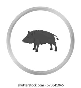 Boar icon in monochrome style isolated on white background. Hunting symbol stock vector illustration.