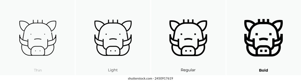 boar icon. Thin, Light Regular And Bold style design isolated on white background