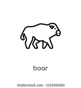 Boar icon. Trendy modern flat linear vector Boar icon on white background from thin line animals collection, editable outline stroke vector illustration
