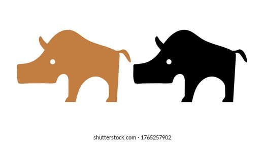 Boar icon vector illustration. Boar emoji emoticon flat style isolated on white background.