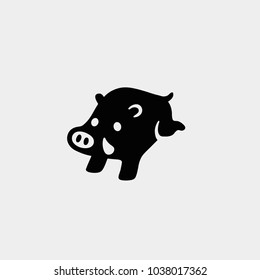 Boar Icon. Vector Boar Illustration. Running Boar