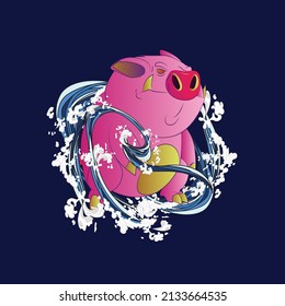 boar illustration design for sukajan is mean japan traditional cloth or t-shirt with digital hand drawn Embroidery Men T-shirts Summer Casual Short Sleeve Hip Hop T Shirt Streetwear