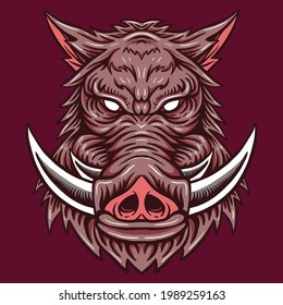 Boar illustration icon vector head mascot animal tatto
