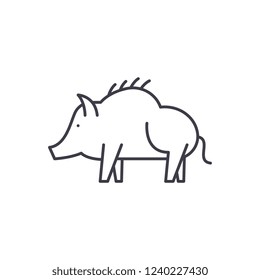 Boar line icon concept. Boar vector linear illustration, symbol, sign