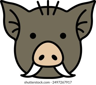 A boar in line icon style