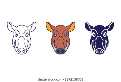 Boar line and solid illustration icon