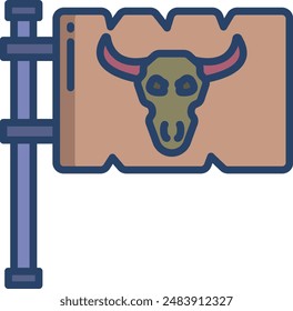 Boar linear color illustration icon