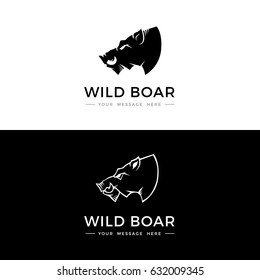 Boar logo, label, icon design. Abstract boar head silhouette. Vector illustration.