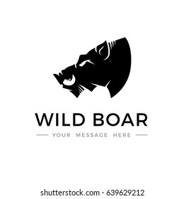 Boar logo, label, icon design. Abstract boar head silhouette. Vector illustration.