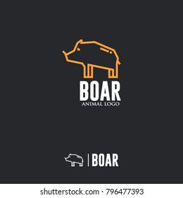 BOAR LOGO. Linear Animal Icon