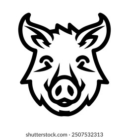 Boar logo or modern line icon. Vector line art and icon design with bold outline. Black and white Pixel Perfect minimalistic symbol isolate white background. Creative logotype