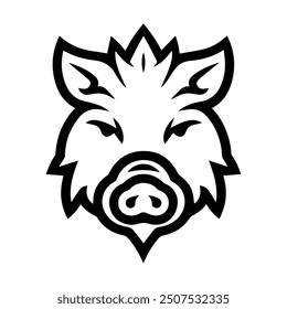 Boar logo or modern line icon. Vector line art and icon design with bold outline. Black and white Pixel Perfect minimalistic symbol isolate white background. Creative logotype