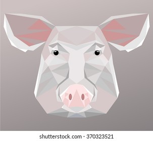 Boar. Made in low poly triangular style. Symmetrical vector illustration of a boar.