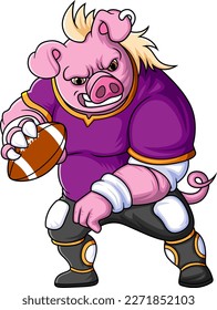 the boar mascot of American football complete with player clothe of illustration