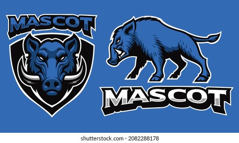 Boar Mascot Badge, vector illustration