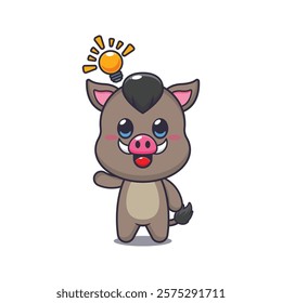 boar mascot cartoon character vector illustration get an idea.
design element for poster, brochure, web, mascot, sticker, logo and icon.